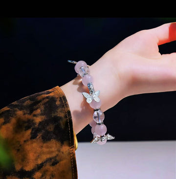 "Butterfly Lovers" 10mm pink white handmade beaded bracelets with unique finished products and original DIY diversit
