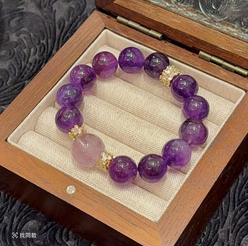 Natural amethyst lavender purple Asser white crystal bracelet Joker design bracelet