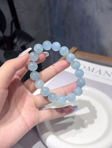 Natural aquamarine bracelet blue ocean small fresh beaded crystal bracelet