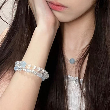 [Pure and clear white crystal] Balance, tranquility and harmony. The old mine is pure white crystal, amethyst powder crystal and aquamarine.